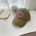 Gorra de béisbol marrón lavado vintage con bordado de corazón rosa y letras Ofr Paris - 56-59cm(Ajustable) / Caqui