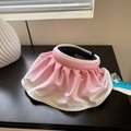 Pink and white gradient open-top sun hat with a wide pleated brim for facial protection - 56-60cm / Pink