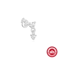 S925 sterling silver lotus cartilage piercing stud with dangling sparkling zircon stones - Arc Four Stone Style (#1) / Silver