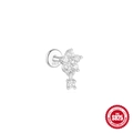 Sparkling S925 sterling silver star cartilage stud earring with flat back and crystal charm - Star Charm Style (#2) / Silver