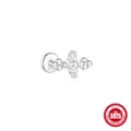 S925 sterling silver lotus piercing stud with sparkling zircons and flat back design - Cross Flower Style (#3) / Silver