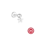 Elegant S925 sterling silver cartilage earring with a sparkling star-shaped zircon pendant - Simple Star Style (#6) / Silver