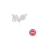 S925 sterling silver marquise zircon leaf stud earrings with threaded back fastener - White Gold