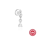 S925 sterling silver drop stud earrings featuring square and pear-cut cubic zirconia - White Gold Square Pear Dangle / White Gold
