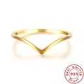 Minimalist V-shaped ring in gold finish crafted from genuine S925 sterling silver - Size 7 / V-Shape Style / Gold