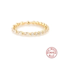 Elegance 925 sterling silver ring in gold finish featuring marquise and round cut zircons - Size 7 / Marquise Cut Style / Gold