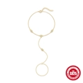 Pulsera de mano minimalista de plata S925 con cuatro gemas transparentes redondas - Plata 925 / Dorado