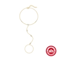 Elegante bracciale anello in argento S925 dorato con zirconi a marquise e a forma di cuore - Oro