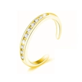 Goldfarbener S925 Silberring mit klaren Zirkonia-Steinen und offener Größe - Kanalgesetzter Goldener Reihenstil / Kanalgesetzter Zirkon Gold