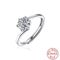 Classic 925 sterling silver ring with a round brilliant cut solitaire 1 carat moissanite - Adjustable Open / White Gold (With Certificate)