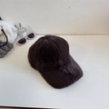 Gorra de béisbol de invierno en piel sintética marrón oscuro con textura suave clásica - Ajustable / café
