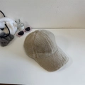 Winter plush baseball cap in apricot faux fur, soft warm peaked hat for men and women - Adjustable / Khaki