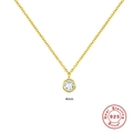 Minimalist 18K gold plated S925 sterling silver necklace with a 4mm round cubic zirconia - Large Style (4.0mm) / 925 Silver / Gold