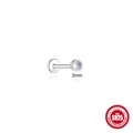 S925 sterling silver flat back stud featuring 3mm round natural moonstone inlay - Round 3mm / White Gold