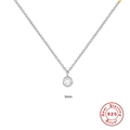 Minimalist 925 sterling silver necklace featuring a 3mm round cubic zirconia solitaire - Small Style (3.0mm) / 925 Silver / White Gold