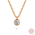 S925 sterling silver necklace with 3mm round solitaire pendant in rose gold finish - Small Style (3.0mm) / 925 Silver / Rose Gold