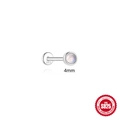 Classic S925 sterling silver stud earring featuring a 4mm round natural moonstone - Round 4mm / White Gold