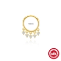 Gouden s925 zilveren 10mm ring met vijf waaiervormige zirkonia steentjes - 10mm / Goud Vijf Ronde Zirkonia Hanger