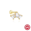 Elegant s925 sterling silver crown tassel stud earring with leaf-shaped zircon stones - Radiant Fan Style
