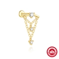 Elegant S925 sterling silver gold fringe tassel stud earring with sparkling zircon stones - Tassel Chain Style