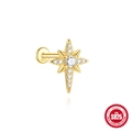 Gold plated S925 sterling silver stud earring with north star design and zircon - North Star Style