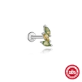 S925 Sterling Silber Ohrstecker mit blattförmigen grünen Moos-Achat Edelsteinen - #13 Platin (Einzelstück)