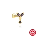 S925 sterling zilveren gouden oorknop met kleurrijke marquise stenen en kroonontwerp - Vlindervleugel met hanger stijl (goud)