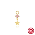 Ciondolo in argento S925 placcato oro con gemma rosa rotonda e stella a cinque punte - Stella a Cinque Punte Zirconia Rotonda Rosa (60260970051) / Oro