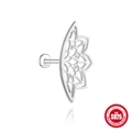 Ohrstecker aus S925 Sterlingsilber mit durchbrochenem Lotusblüten-Design poliert - Einzelstück-Hohler Lotus / 1 Stück (1.2*6mm) / Silber