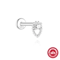 S925 Sterling Silber Ohrstecker mit rundem Zirkonia im Perlenrahmen in Tropfenform - Einzelstück-Runder Perlenrand Tropfenstil / Einzelstück / Silber