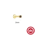 S925 sterling zilveren oorknop met een 2mm rutilated kwarts edelsteen in een 4-poot zetting - Goud 2mm - Enkel