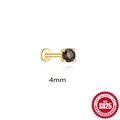 Gouden S925 zilveren oorknopje met 4mm bruine kwartssteen en kroonzetting - Goud 4mm - Per stuk