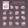 Monet Purple PET collage stickers set with vintage floral and frame motifs 15 pieces - Monet Purple Dome