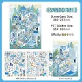 Pegatinas 2.5D paisaje de Santorini DIY con hojas decorativas de PET para scrapbooking - Santorini