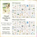 Vintage PET- en washi-stickerset voor scrapbooking met illustraties van meisjes - Korte Rust in de Wolken / Verpakking van 20