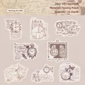 Retro Hearing the Bell themed semi-transparent vellum stickers for DIY journal decorating - Hearing the Bell (Vintage Clock)