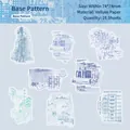 Retro vintage blue vellum paper stickers for DIY scrapbooking with postmark patterns - Patterned Base (Newspaper & Grid)
