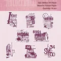 Retro pink vellum stickers set with vintage patterns for DIY journal decoration 16pcs - Ribbon Whispers (Stamp & Coordinates)