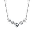Macro shot of 925 silver necklace featuring a heart-shaped moissanite center stone - D Color Moissanite 4/5/6mm / Silver