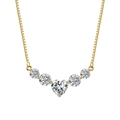 Detail of 925 silver smile necklace with shiny moissanite heart pendant in gold finish - D Color Moissanite 4/5/6mm / 14K Gold