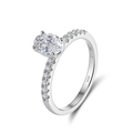 Macro shot of S925 sterling silver ring with oval cut gemstone and 1.18ct inner engraving - US 5 / Silver