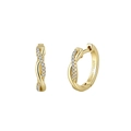 Nahaufnahme goldener Mobius-Ohrringe mit S925-Gravur und funkelnden Moissanit-Steinen - 14K Gold 1mm (D Farbe Moissanit) / Gold