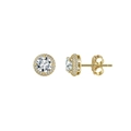 Κομψά σκουλαρίκια moissanite halo από ασήμι S925 με χρυσό φινίρισμα και κούμπωμα - Μοϊσανίτης χρώματος D 5mm 0,5 καρατίων, ασήμι S925 με επιχρύσωση 14K, 1,50 g
