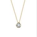 Dettaglio macro di una collana in oro minimalista con pendente a cristallo rotondo - Piccolo / Oro 14K