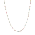 French design gold beaded necklace with colorful pastel square beads for women - Colored Square Bead Thin Chain (STMN01) / Gold
