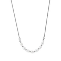 Detailed view of natural freshwater pearls and metal beads on a silver snake bone chain - 8 Art. Pearl Patchwork Snake Chain (STPN04) / Silver