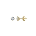 Pendientes de botón en oro de 18K con Moissanita y detalles de diamantes laterales - Oro de 14K (0,5 Quilates)