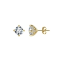 Pendientes de moissanita dorada con engaste de garras y detalles de pavé laterales - Oro de 14K (2 Quilates)