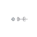 Elegantes pendientes de moissanita plateados con engaste de garras y pavé fino - Plateado (0.5 Quilate)