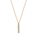 Minimalist gold bar necklace with six sparkling round zircons on a delicate chain - Bar Pave Rhinestone Pendant (STKN05) / Gold